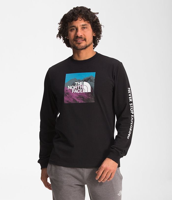 The North Face T-Shirts Heren Lange Mouw Logo Play TUIF49032 - Zwart